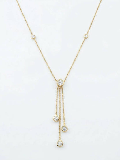 Minimalist CZ Multi-Strand Tassel Y-Necklace