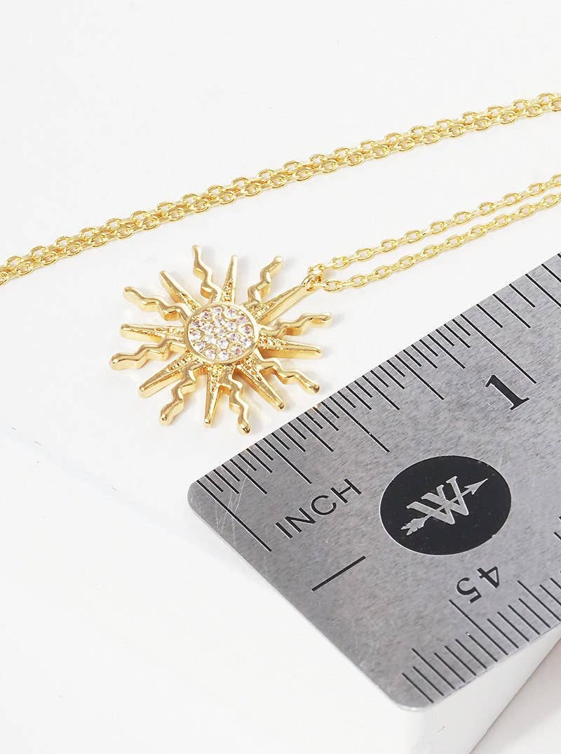 Gold Cubic Sunburst Necklace