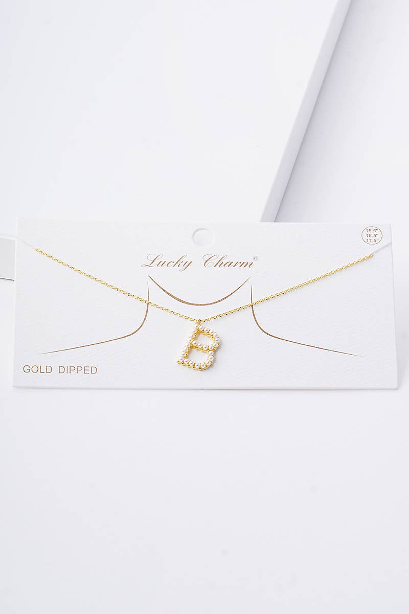 Gold Plated Pearl Initial Necklace