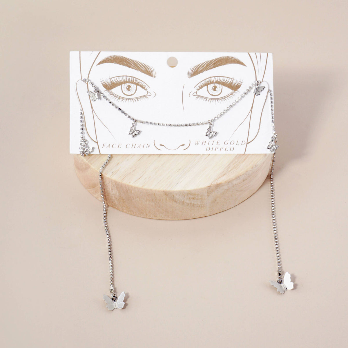 Satellite-Style Pave-Set Cubic-Zirconia Butterfly Face-Chain