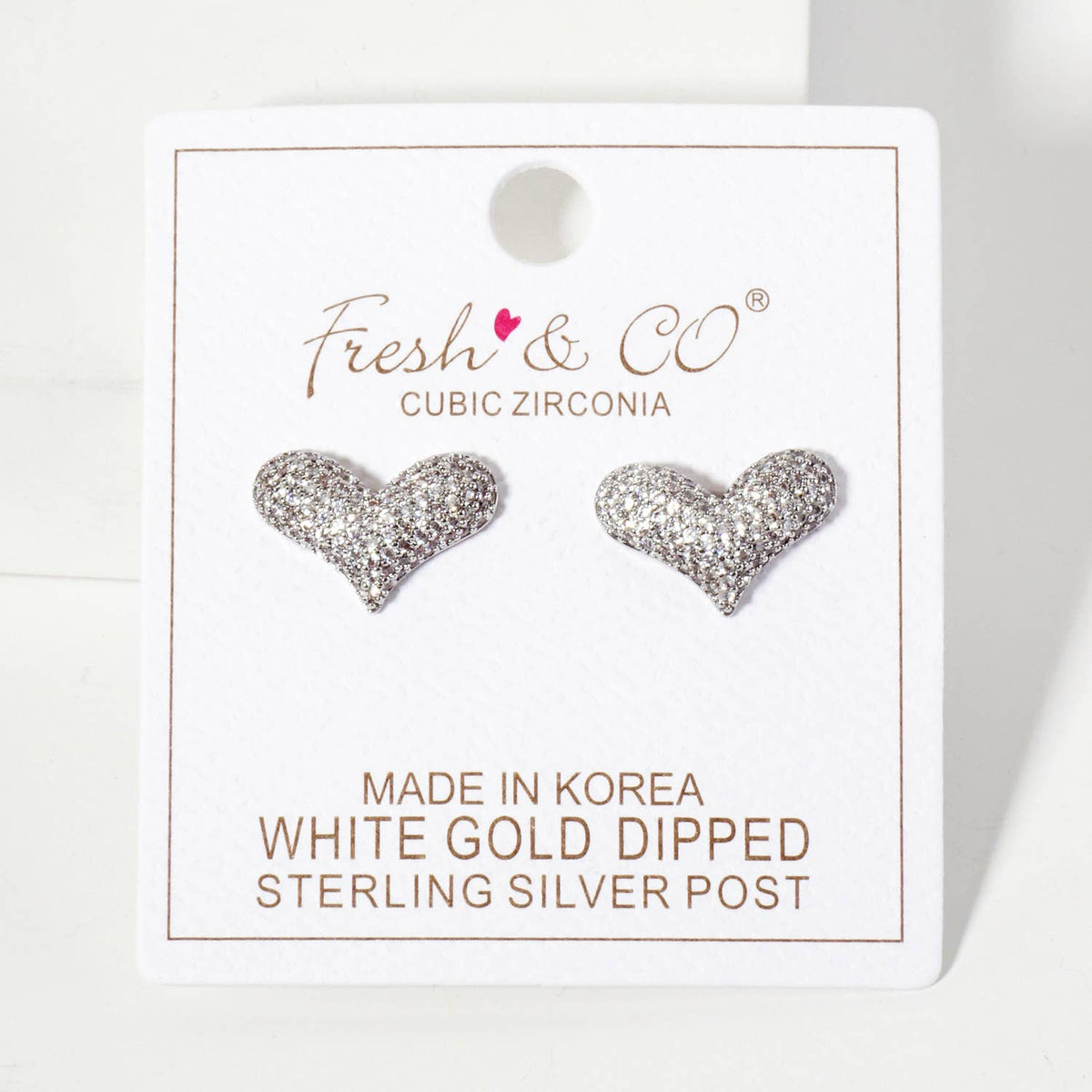 Micro-Pave-Set CZ Puffy Heart Stud Earrings