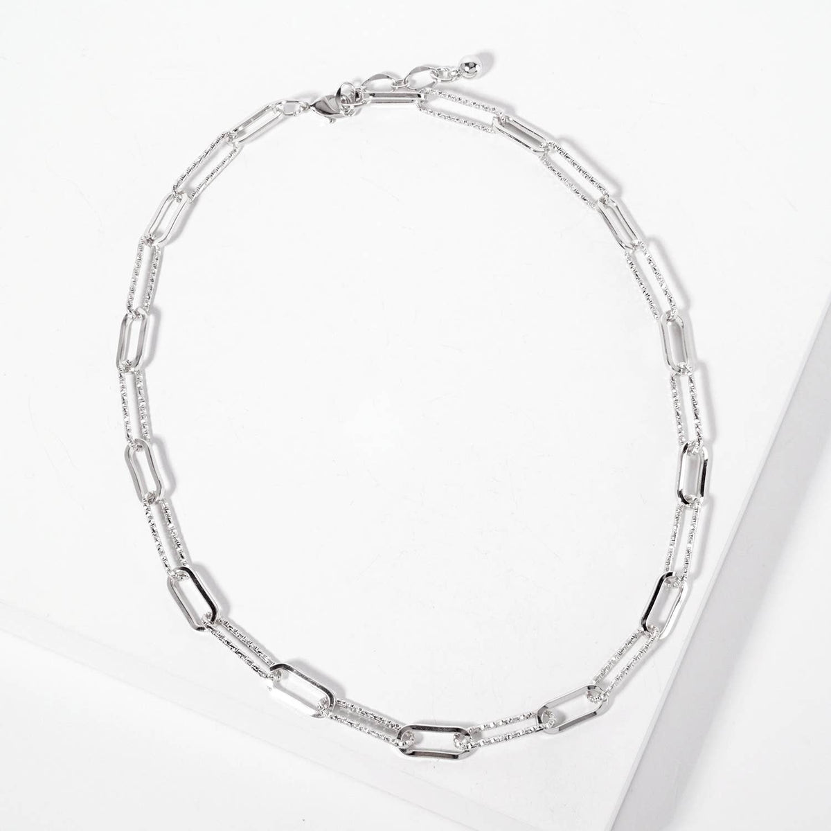 18K-Gold-Dipped 20-15mm Textured Paperclip Chain Necklace