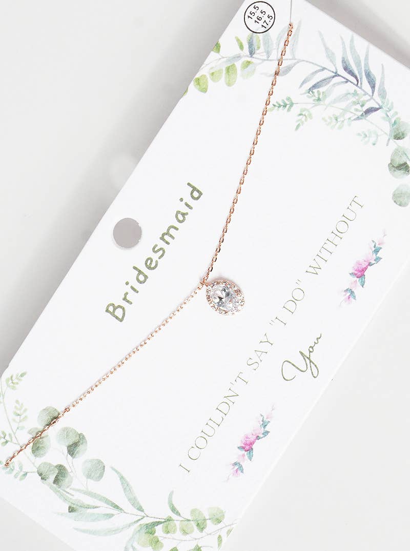 Bridesmaid Oval Halo CZ Necklace