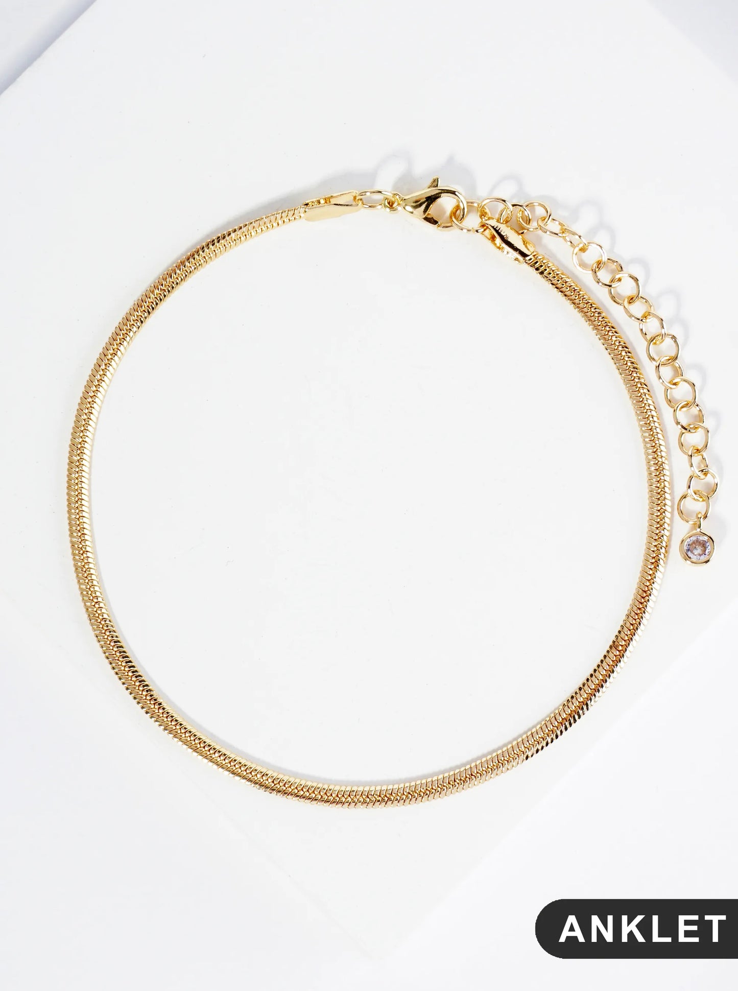 18K Gold Dipped  Two And A Half Millimeters Brass Herringbone Chain Anklet