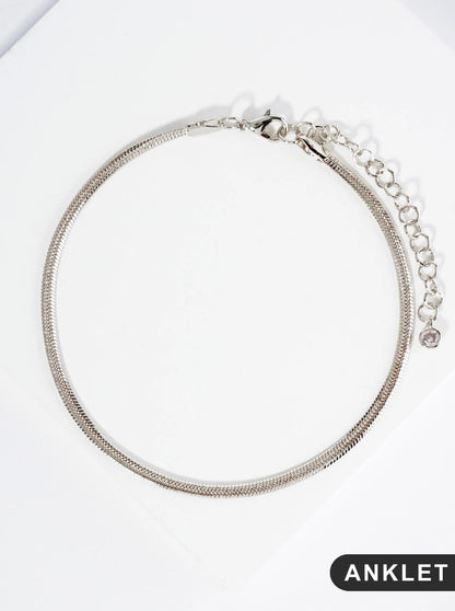 18K Gold Dipped  Two And A Half Millimeters Brass Herringbone Chain Anklet