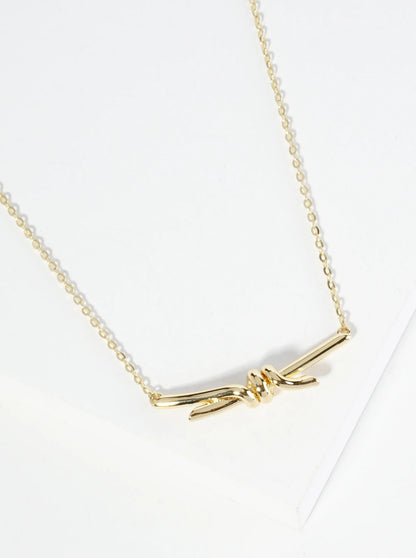 18K Gold Dipped 1 Inch Brass Knot Pendant Necklace