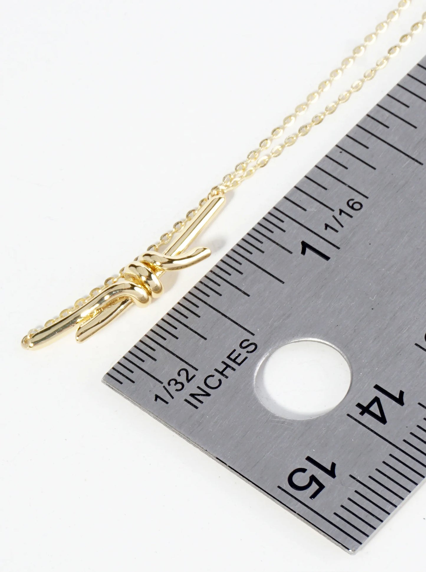 18K Gold Dipped 1 Inch Brass Knot Pendant Necklace