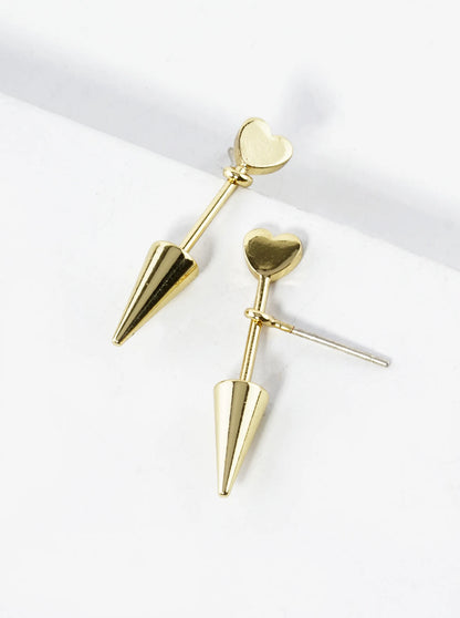 18K Gold Dipped 1 Inch Cupid Arrow Stud Earrings