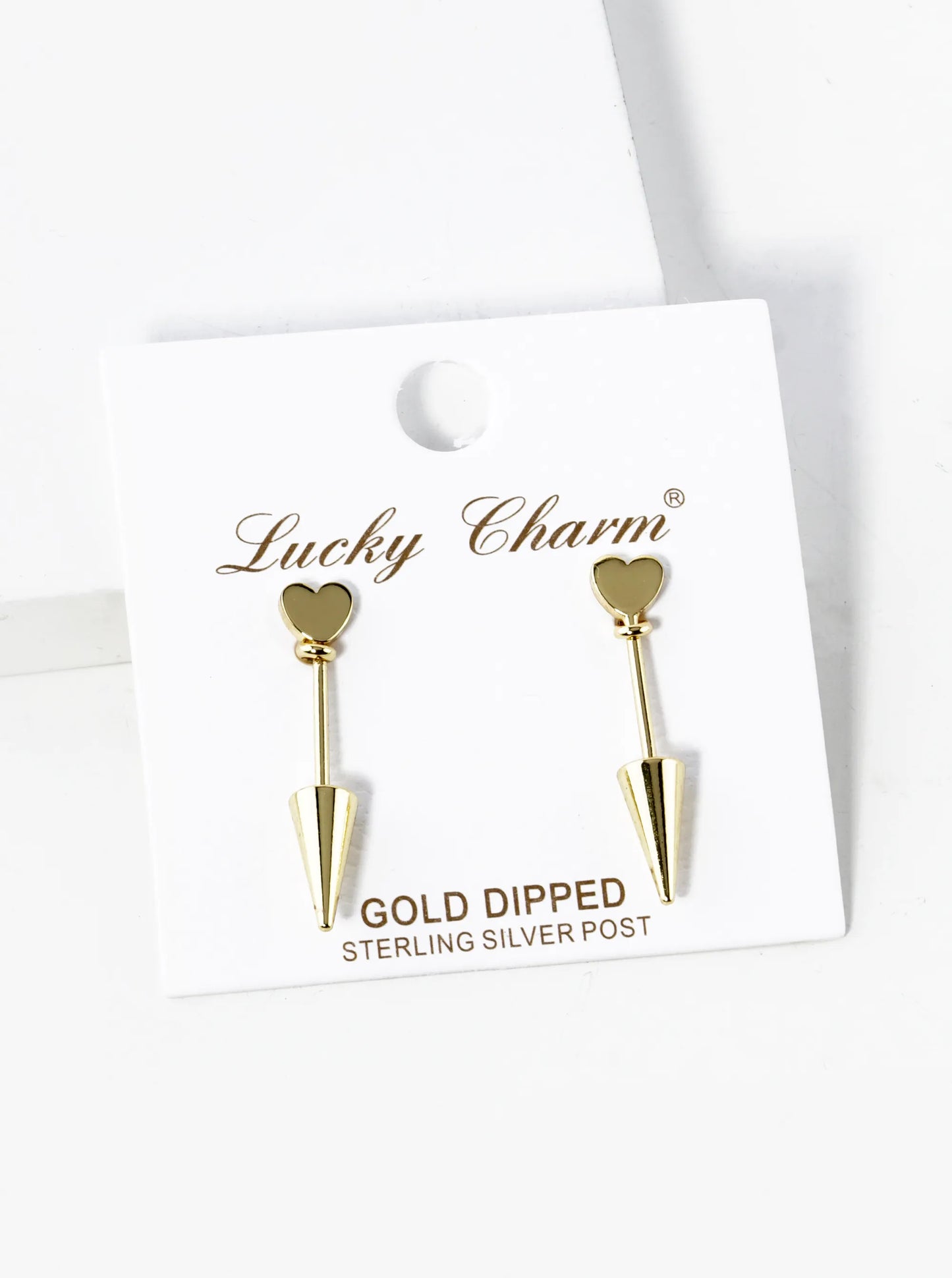 18K Gold Dipped 1 Inch Cupid Arrow Stud Earrings