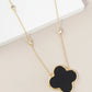 18K Gold Dipped 1 Inch Quatrefoil Pendant CZ Stone Chain Necklace