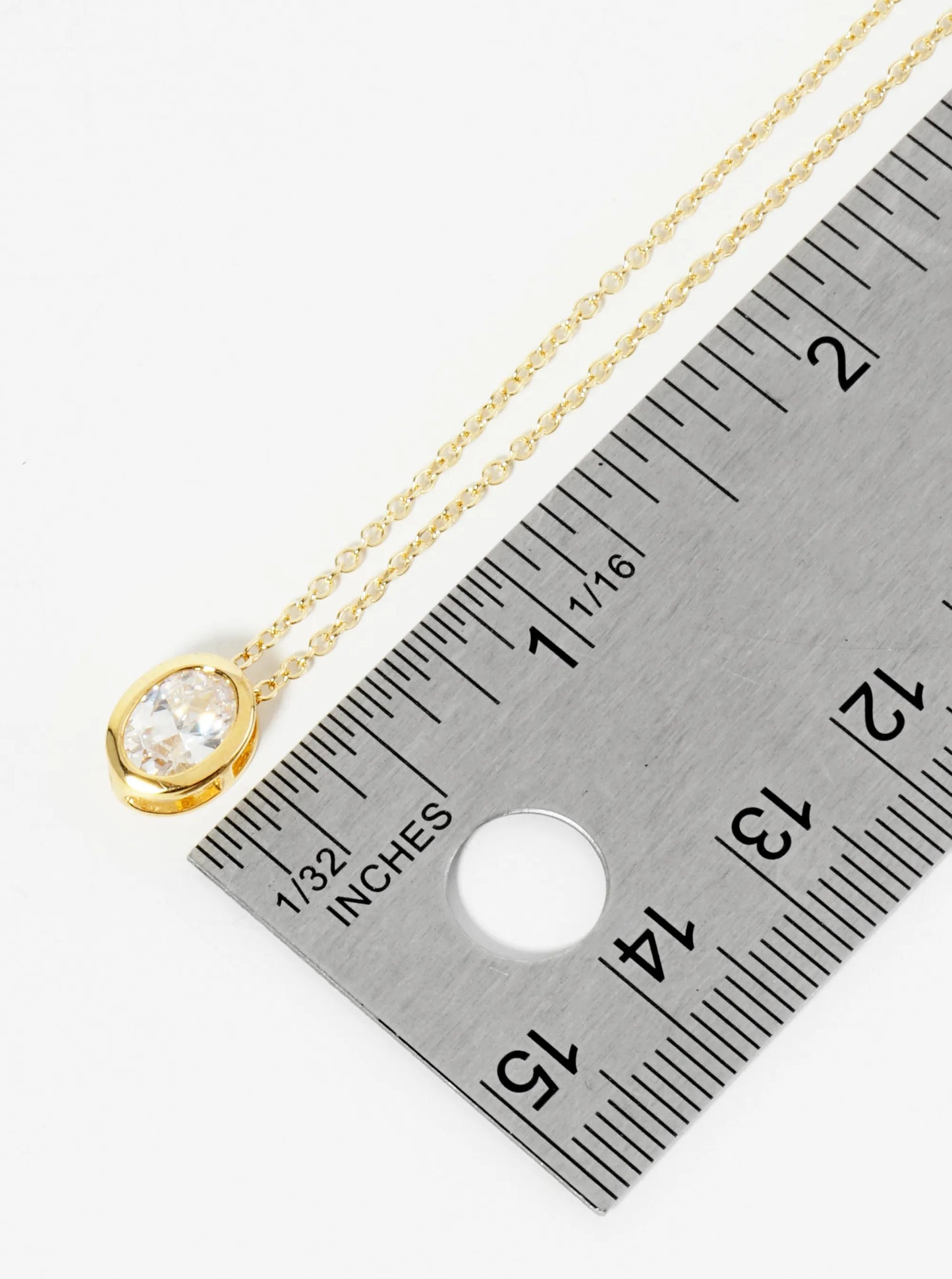 18K Gold Dipped 10mm Bezel Set CZ Oval Pendant Necklace