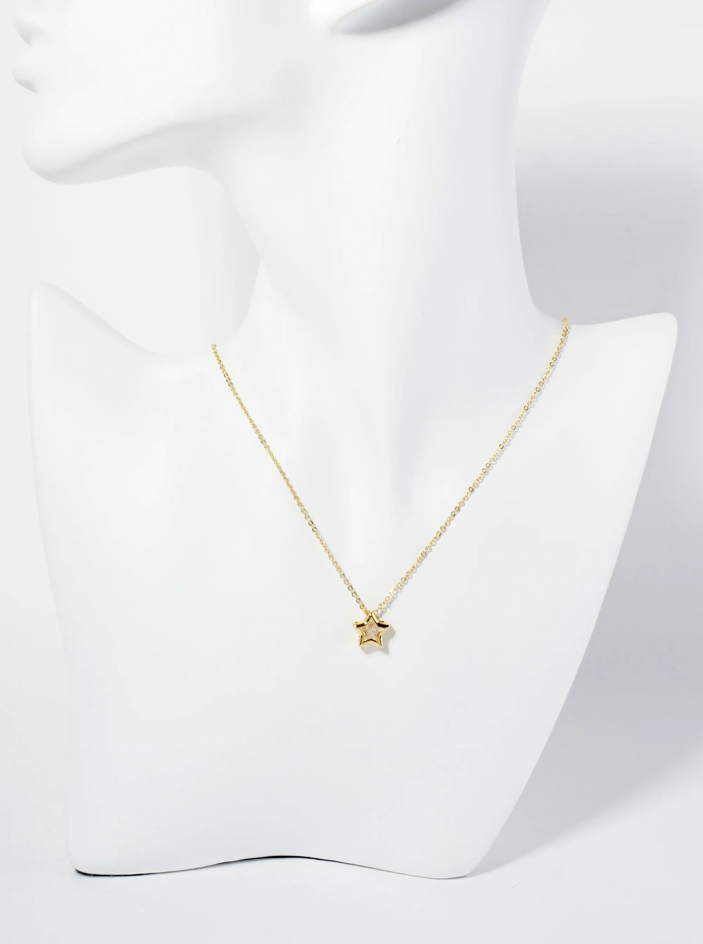 18K Gold Dipped 10mm Bezel Set CZ Star Pendant Necklace