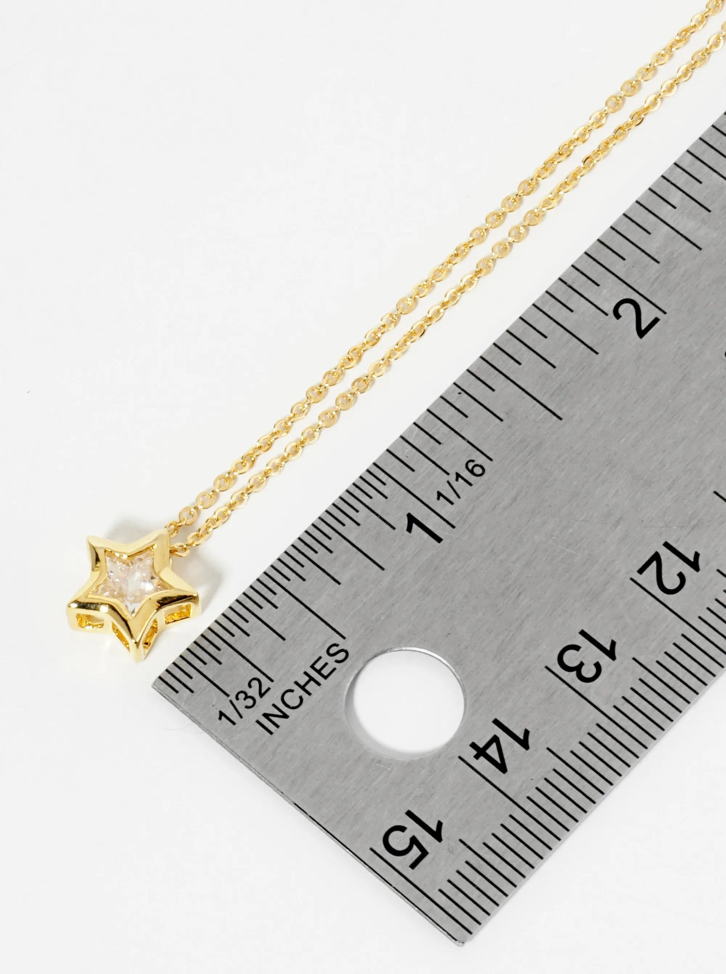 18K Gold Dipped 10mm Bezel Set CZ Star Pendant Necklace