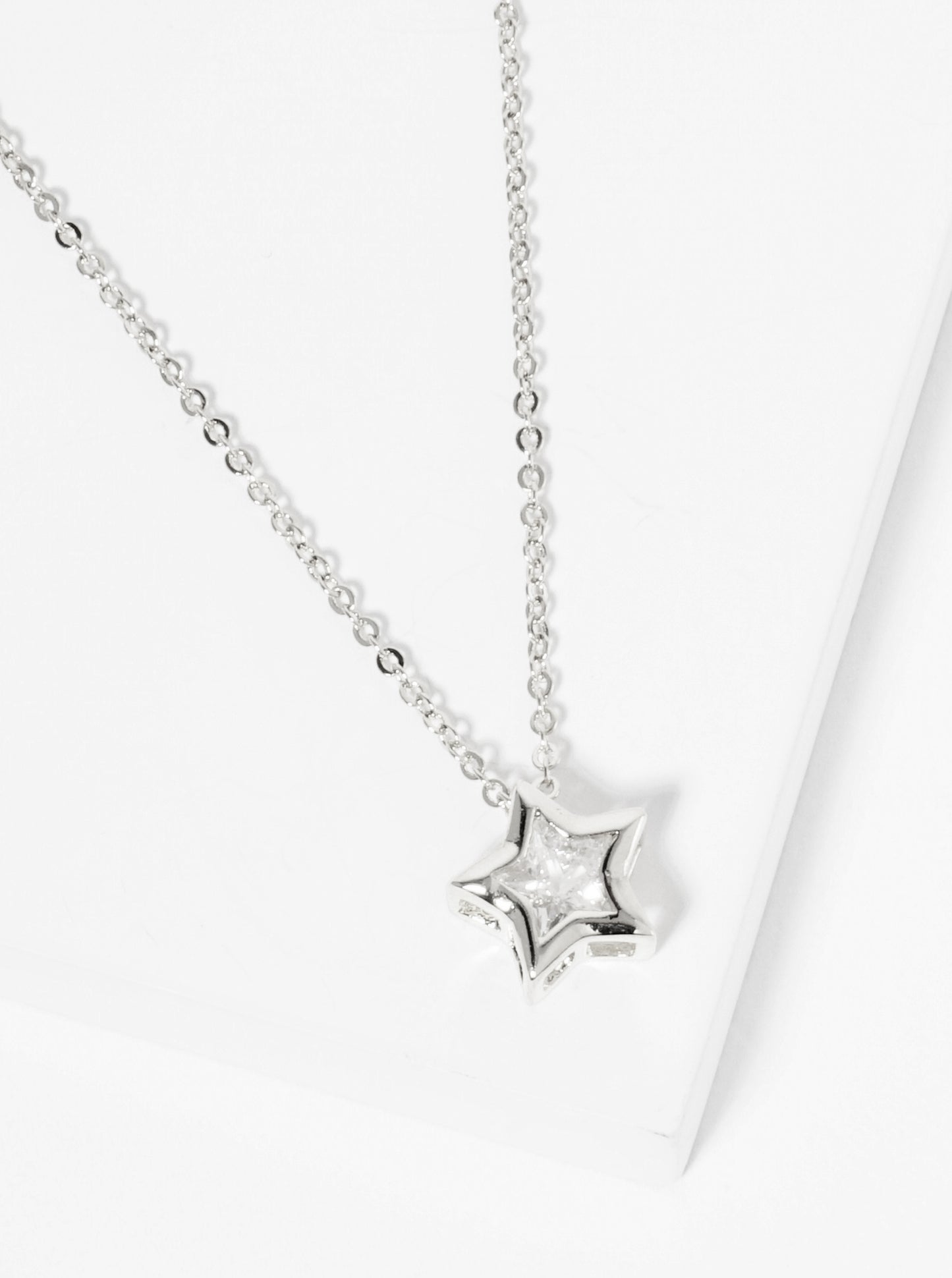 18K Gold Dipped 10mm Bezel Set CZ Star Pendant Necklace