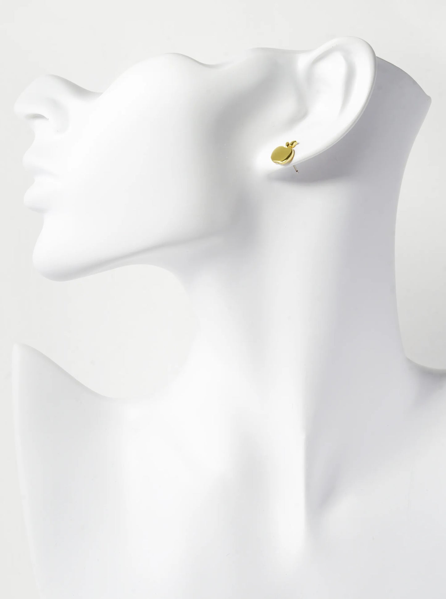 18K Gold Dipped 10mm Brass Apple Sterling Silver Post Stud Earrings