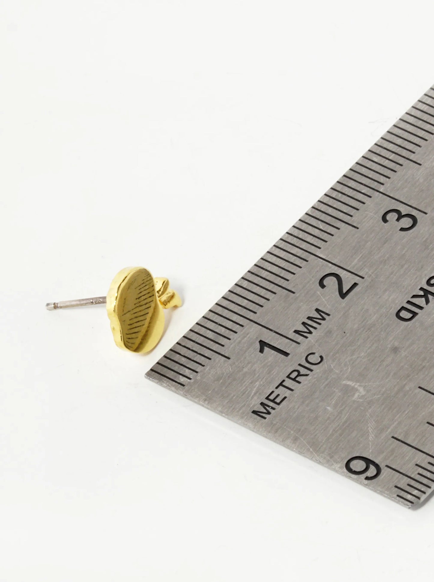 18K Gold Dipped 10mm Brass Apple Sterling Silver Post Stud Earrings