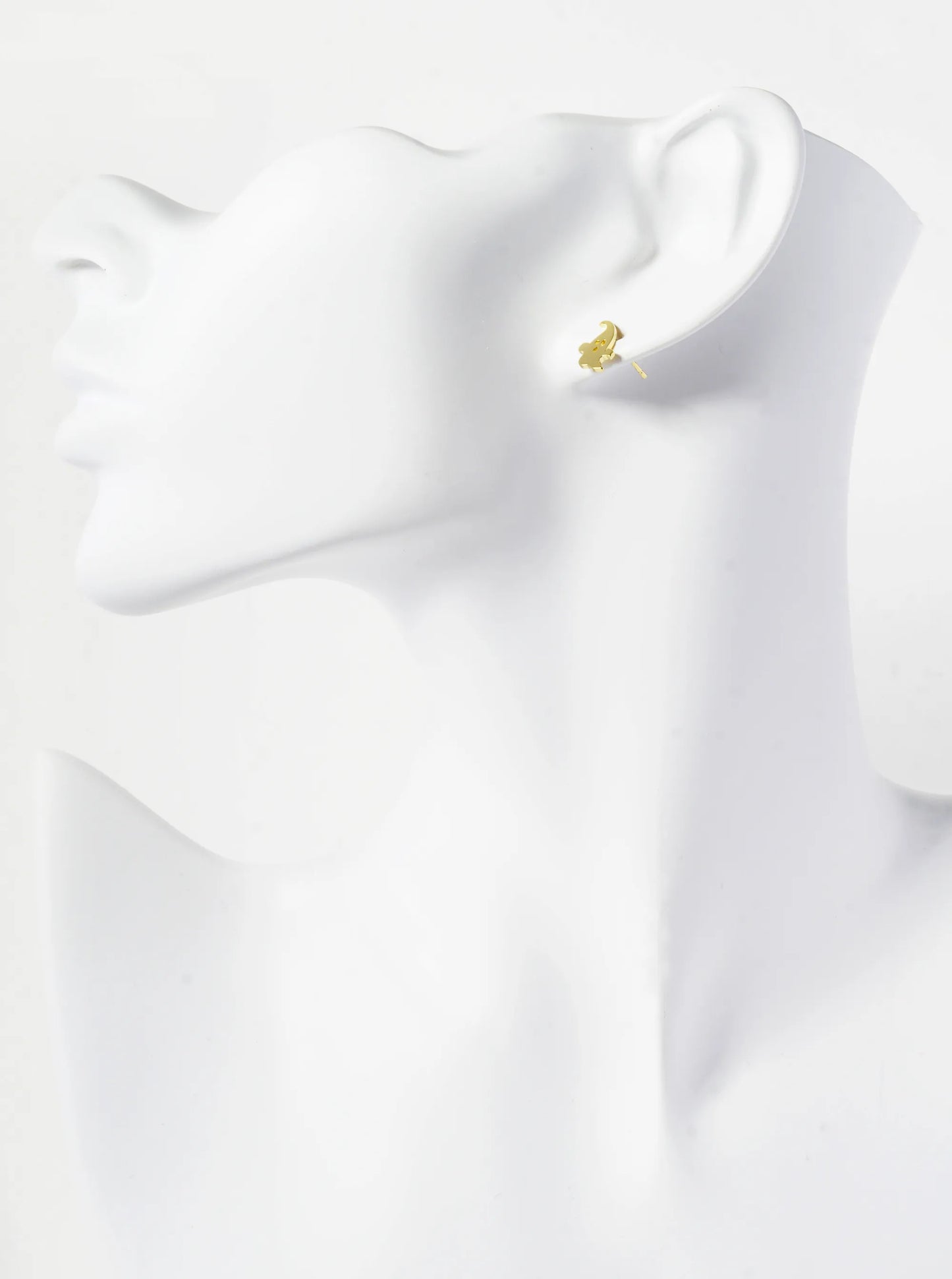 18K Gold Dipped 10mm Brass Ghost Sterling Silver Post Halloween Stud Earrings