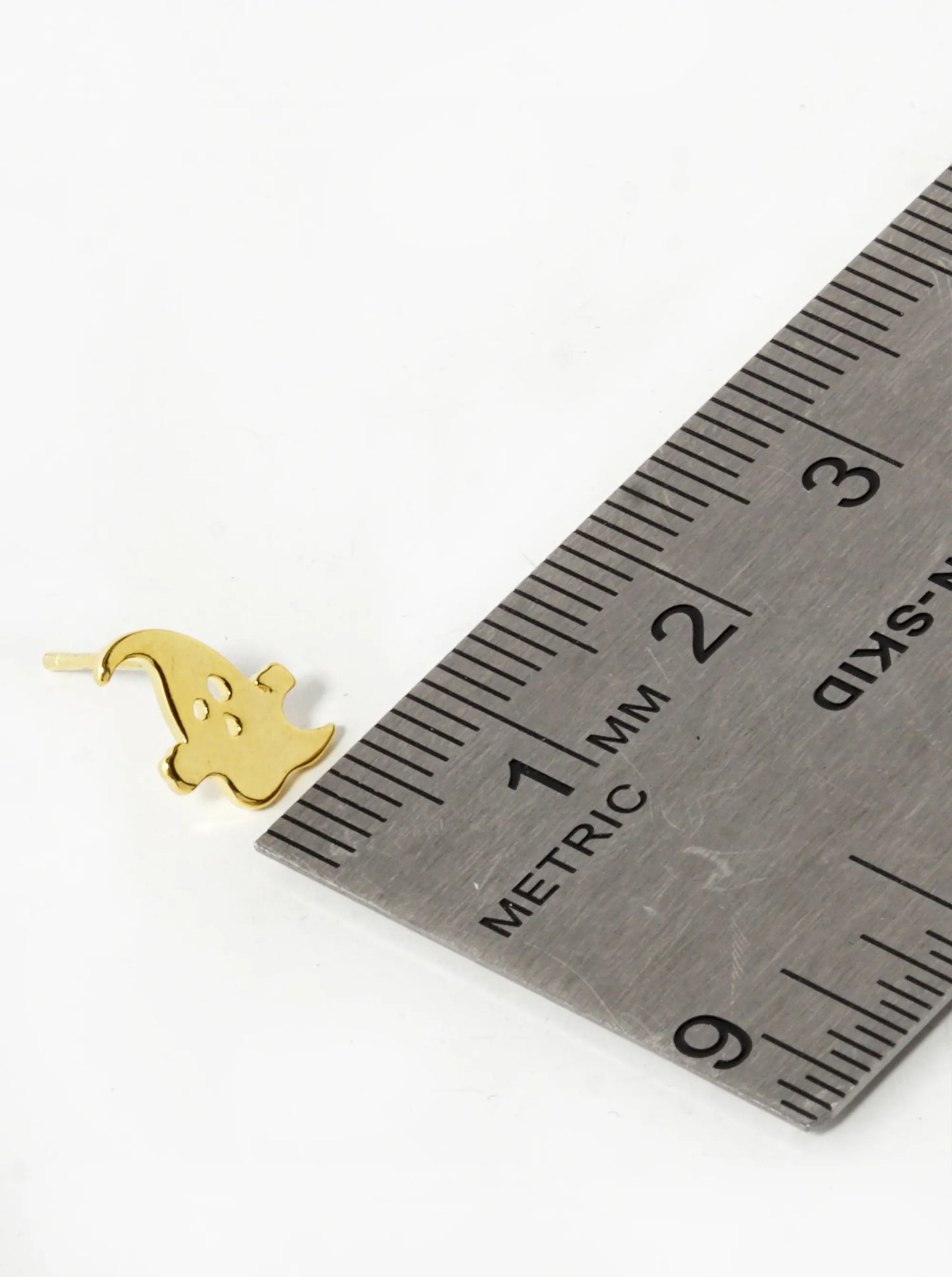 18K Gold Dipped 10mm Brass Ghost Sterling Silver Post Halloween Stud Earrings