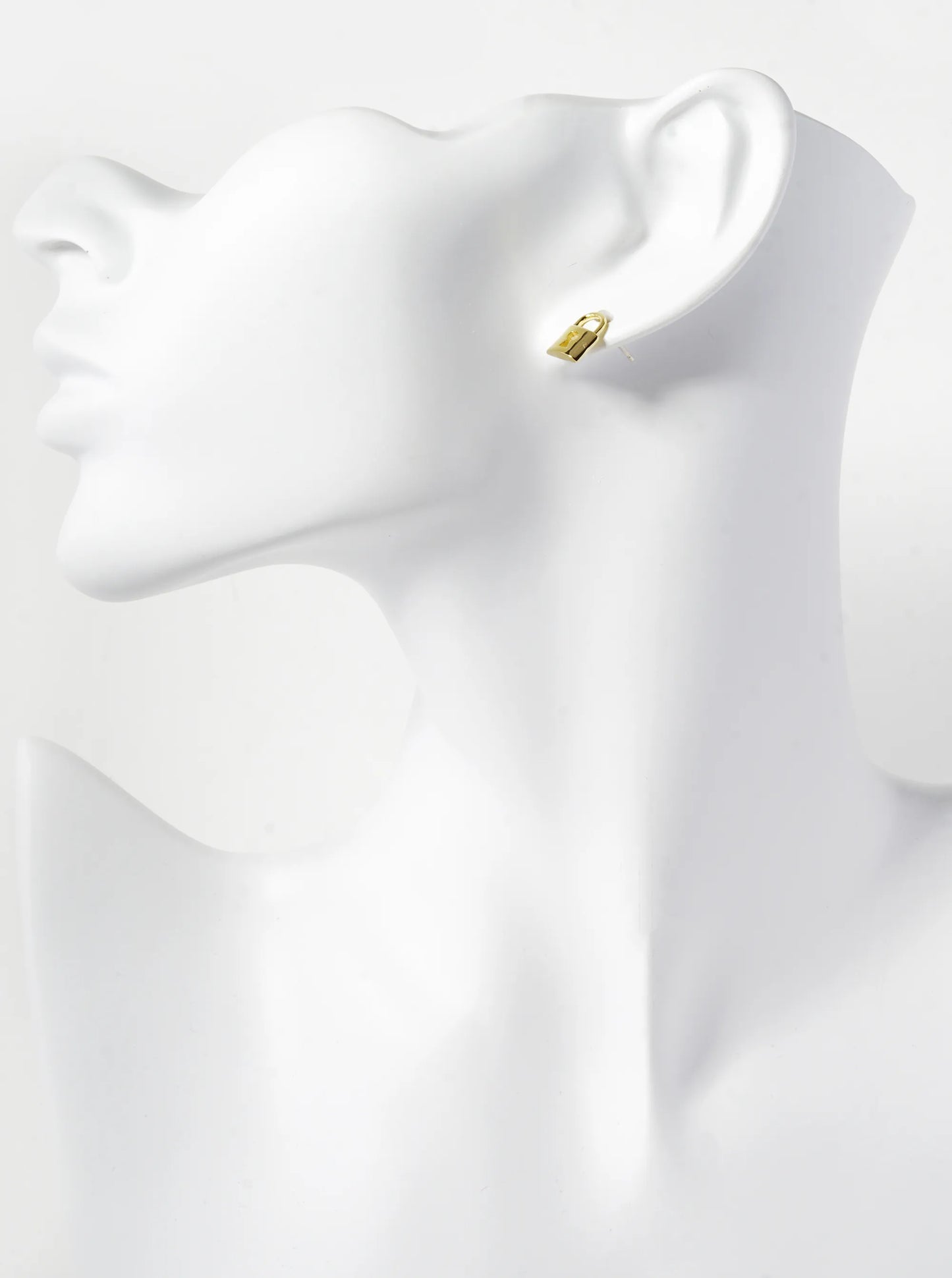 18K Gold Dipped 10mm Brass Lock And Key Asymmetric Sterling Silver Post Stud Earrings