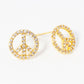 White Gold Dipped 10mm CZ Pave Peace Symbol Stud Earrings