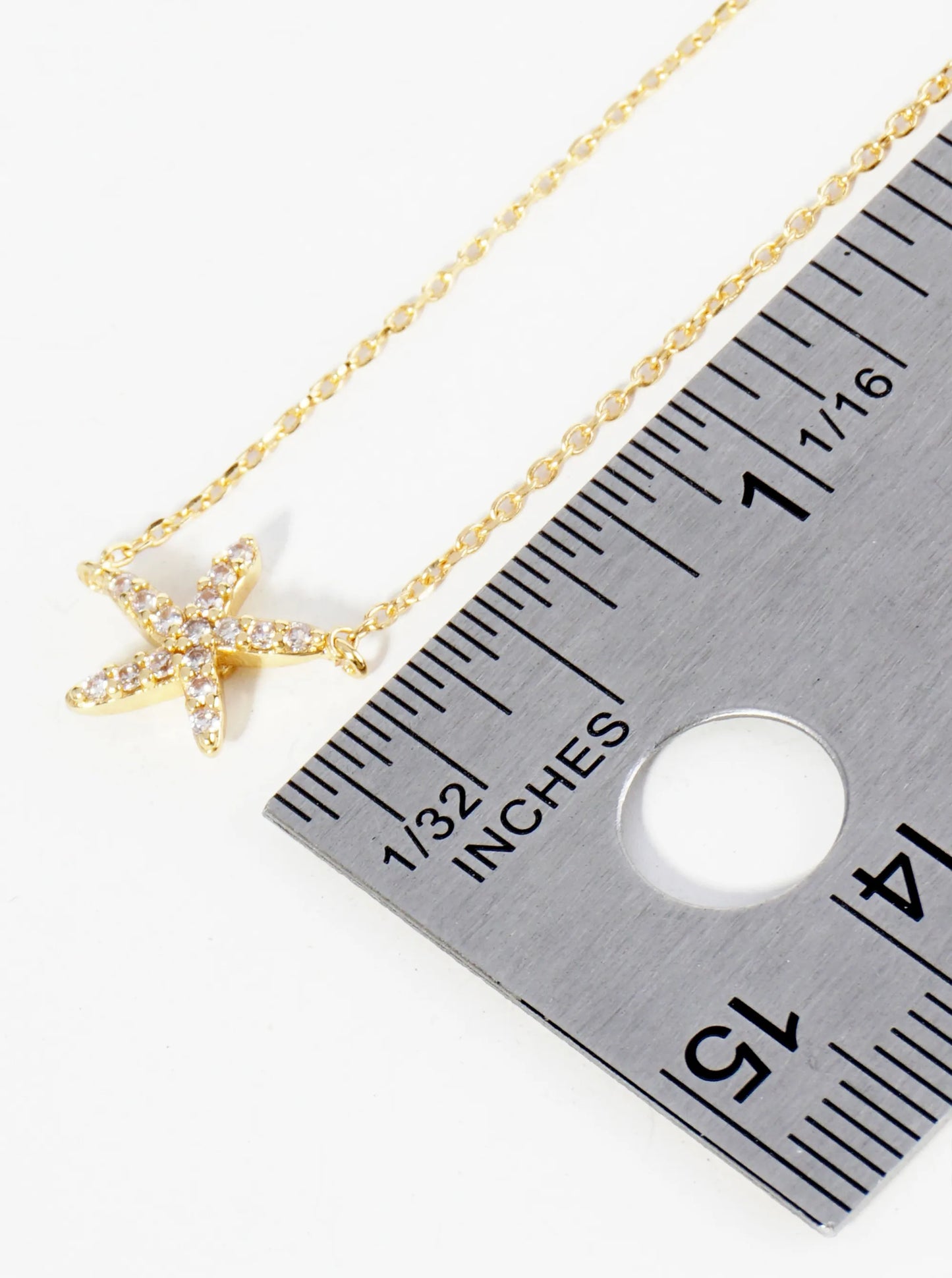 18K Gold Dipped 10mm Cubic Zirconia Pave Sea Star Starfish Brass Chain Anklet