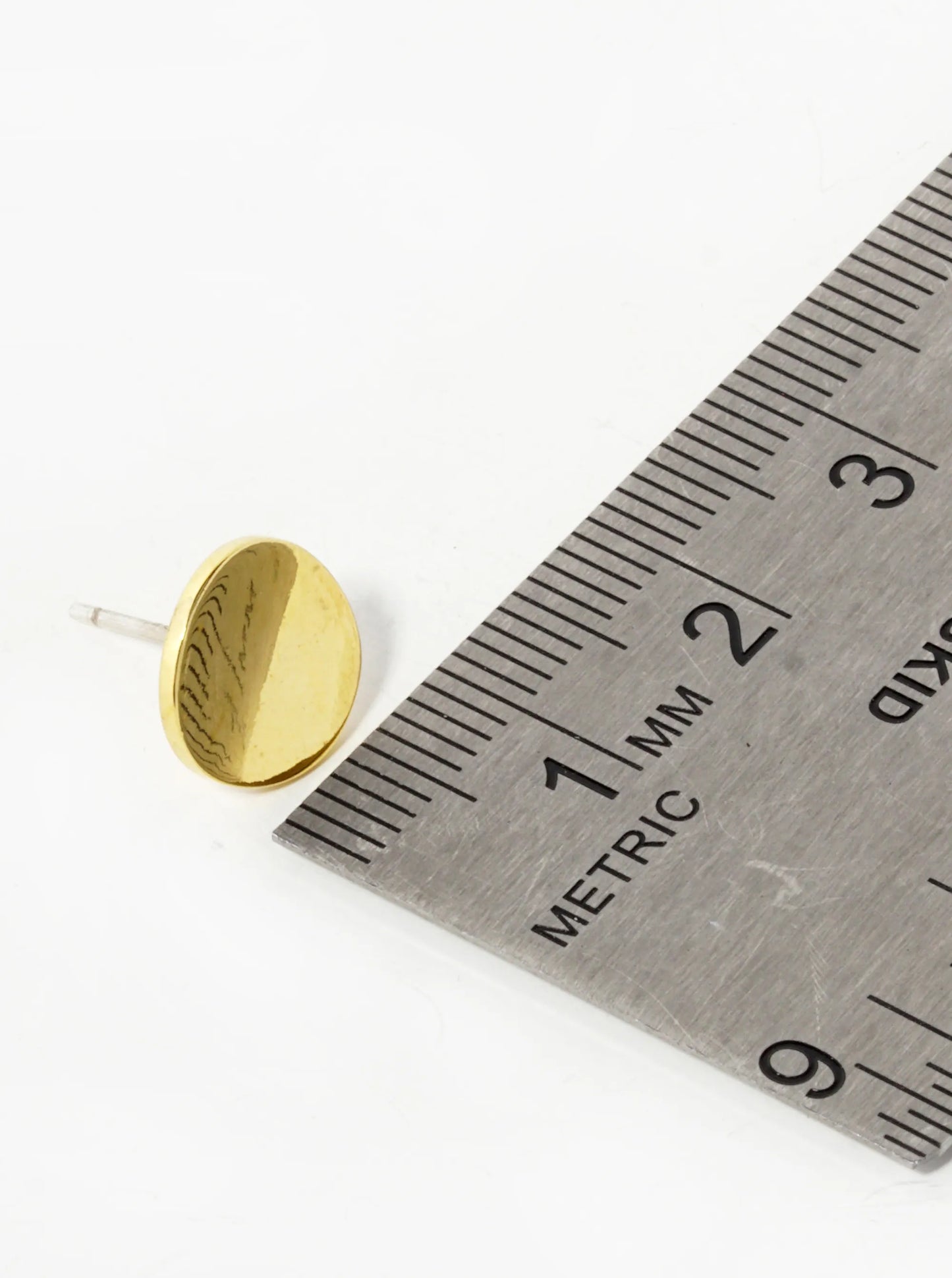 18K Gold Dipped 10mm Curved Brass Round Sterling Silver Post Stud Earrings