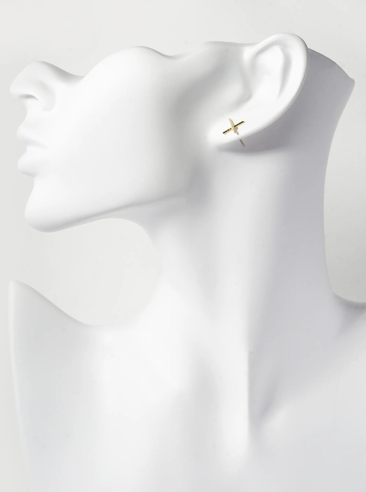 18K Gold Dipped 10mm Delicate Brass X Shape Sterling Silver Post Stud Earrings