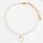 18K Gold Dipped 10mm Enamel Heart Charm Pearl Chain Anklet