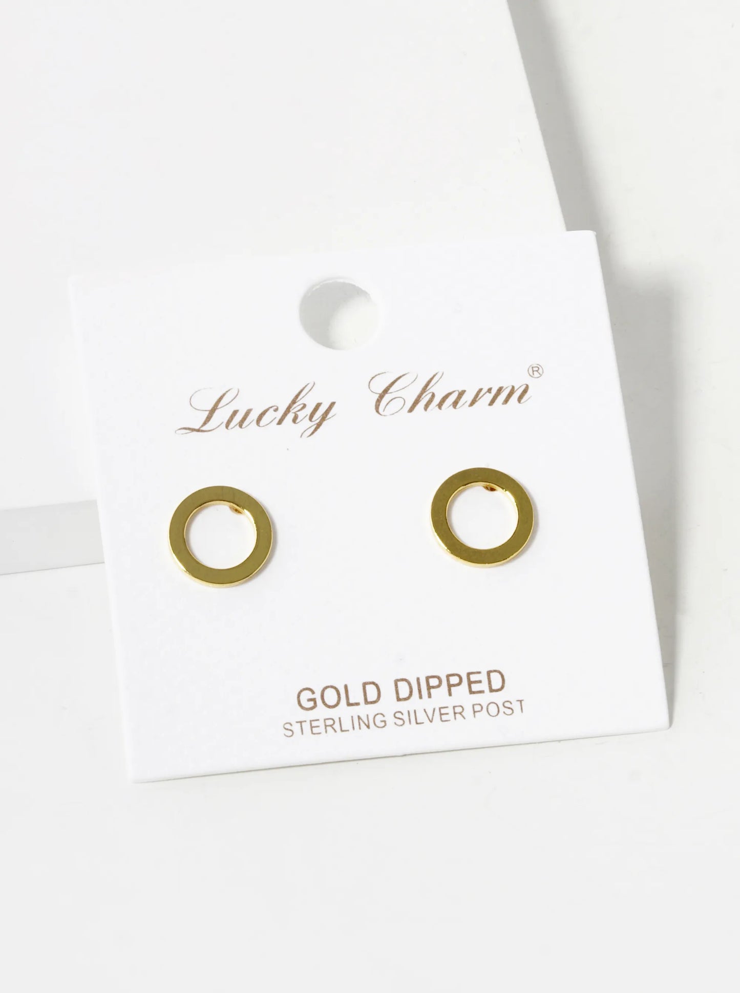 18K Gold Dipped 10mm Flat Brass Donut Sterling Silver Post Stud Earrings