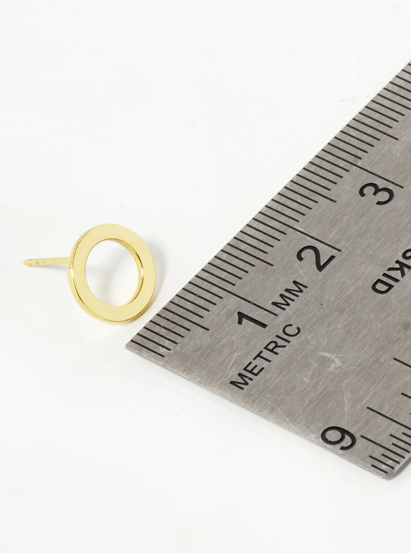 18K Gold Dipped 10mm Flat Brass Donut Sterling Silver Post Stud Earrings