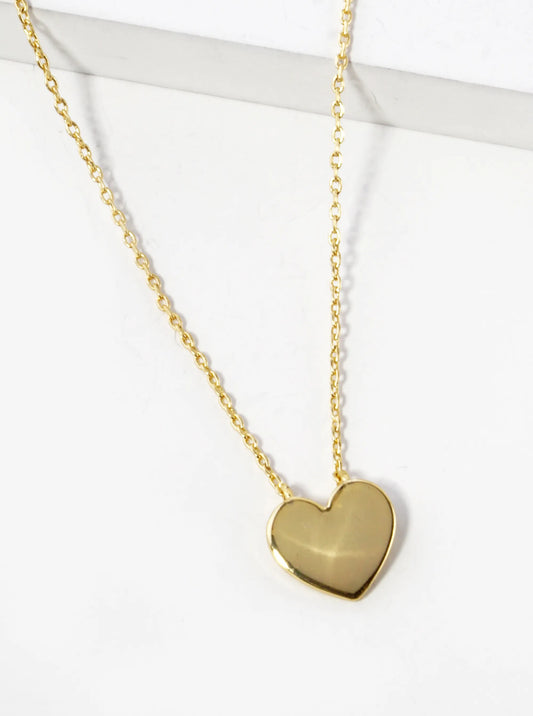18K Gold Dipped 10mm Heart Pendant Necklace