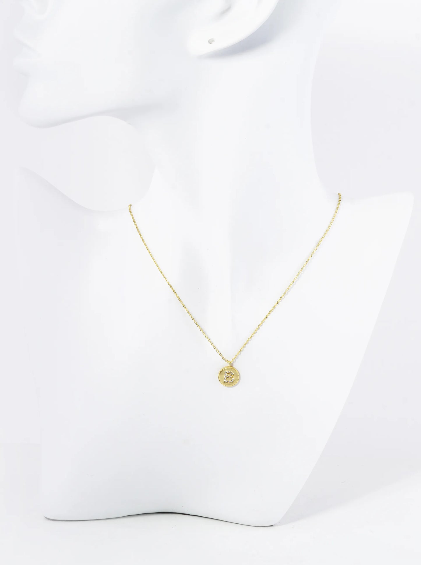 18K Gold Dipped 10mm Medallion Pave Set CZ Initial Pendant Necklace