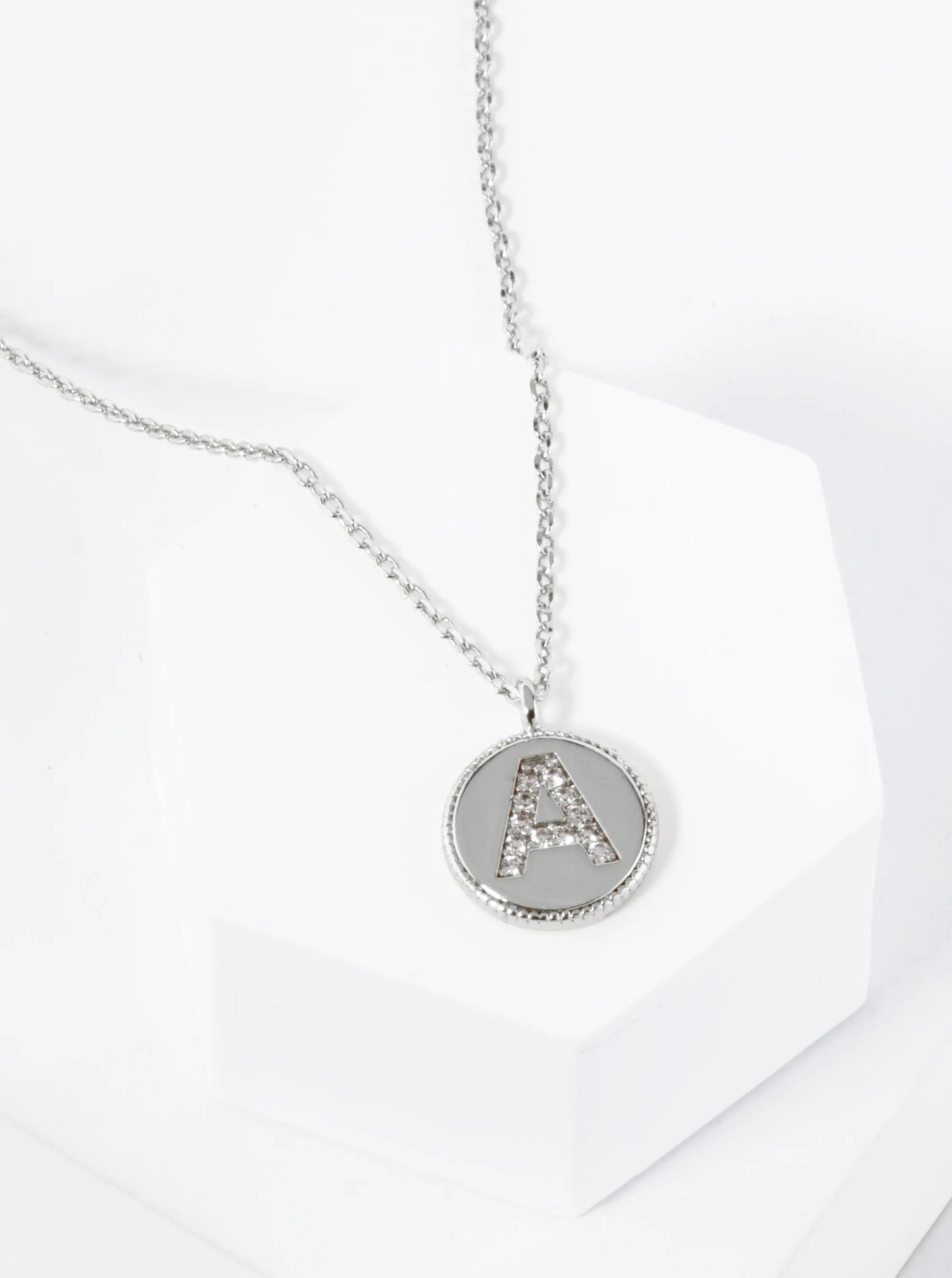 18K Gold Dipped 10mm Medallion Pave Set CZ Initial Pendant Necklace