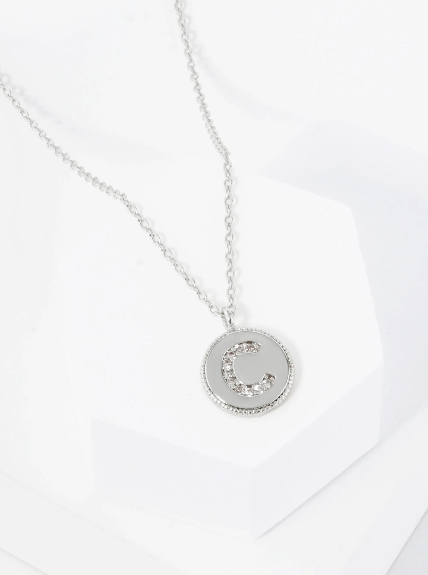 18K Gold Dipped 10mm Medallion Pave Set CZ Initial Pendant Necklace