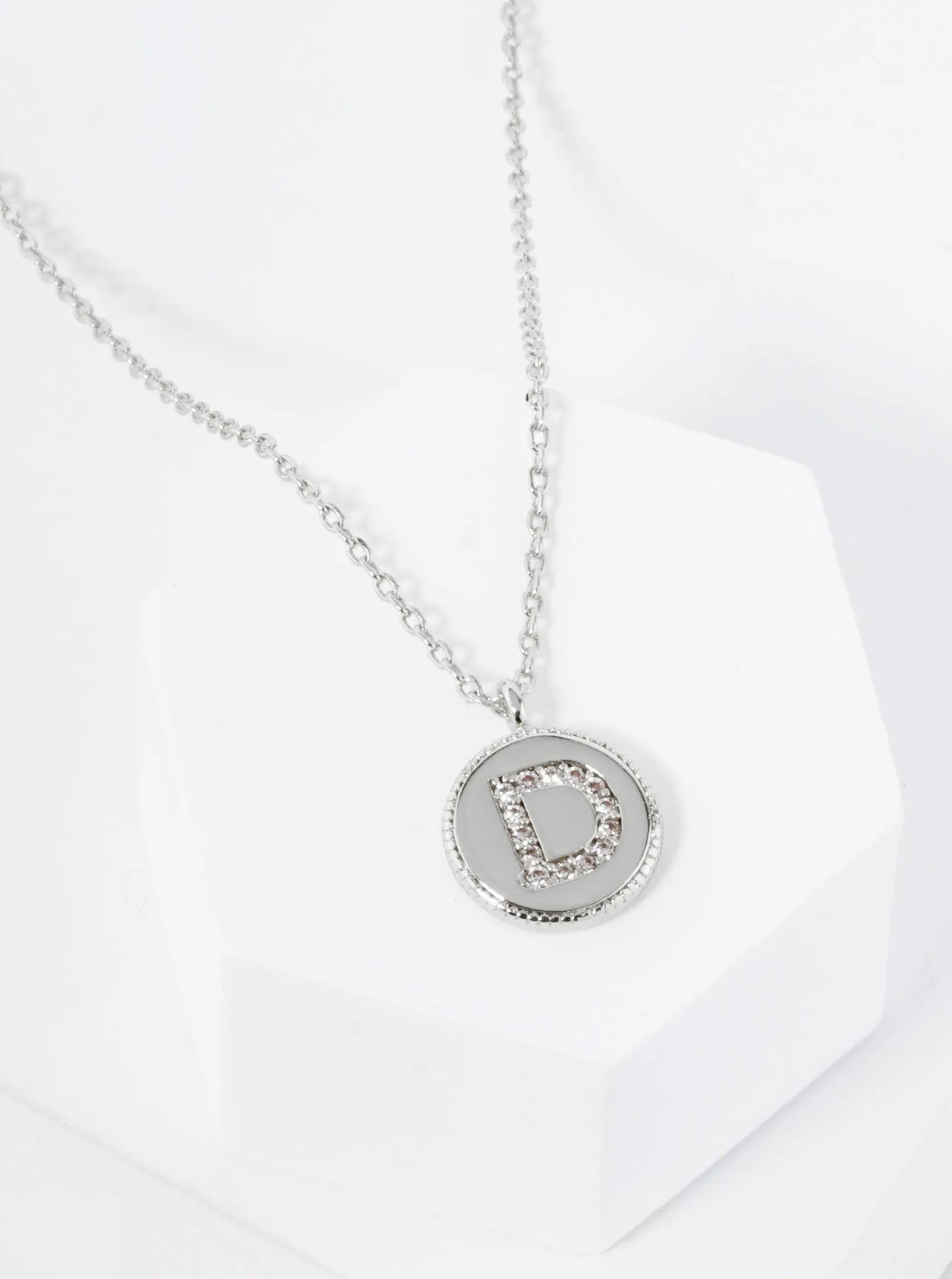 18K Gold Dipped 10mm Medallion Pave Set CZ Initial Pendant Necklace