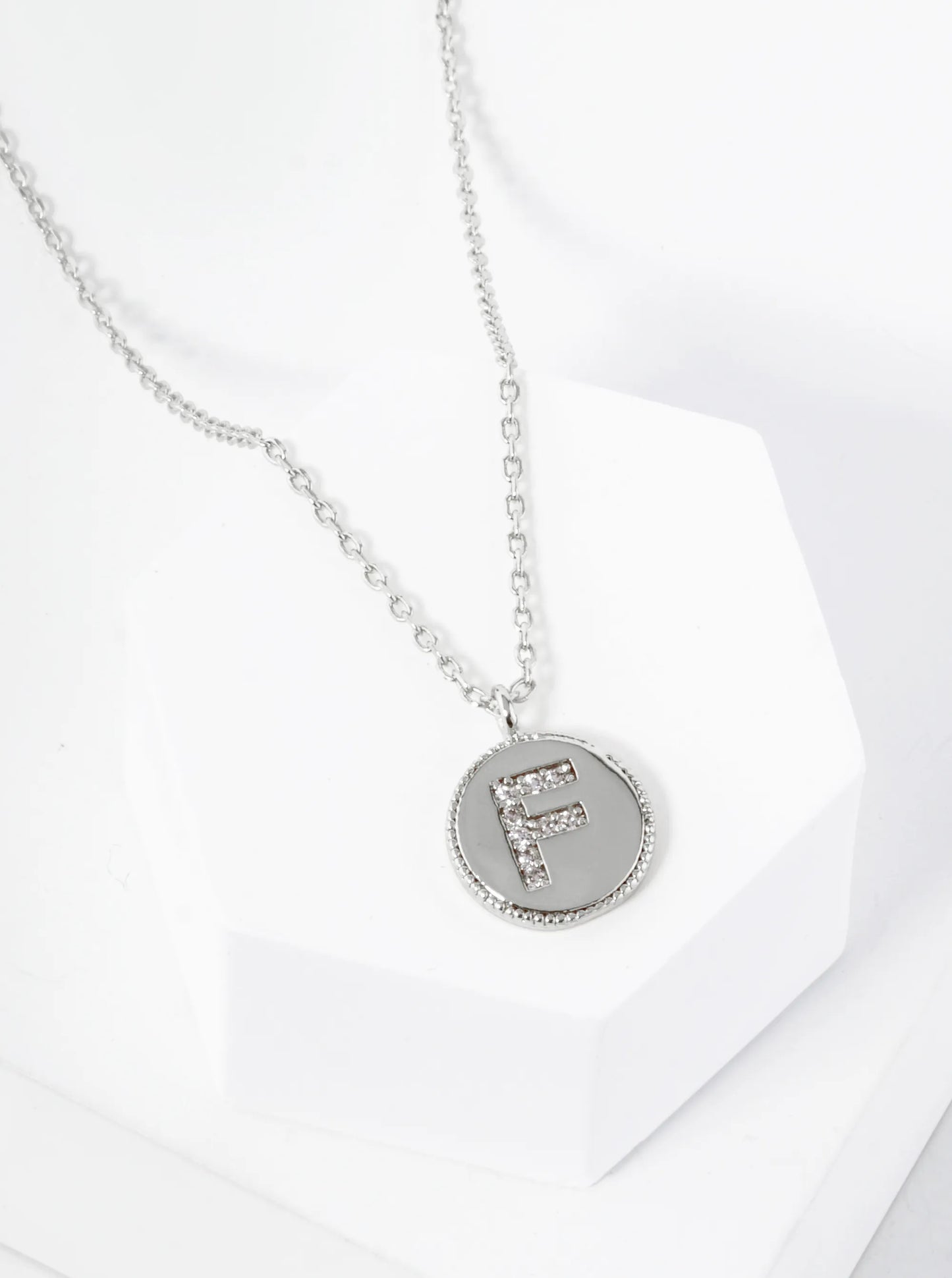 18K Gold Dipped 10mm Medallion Pave Set CZ Initial Pendant Necklace