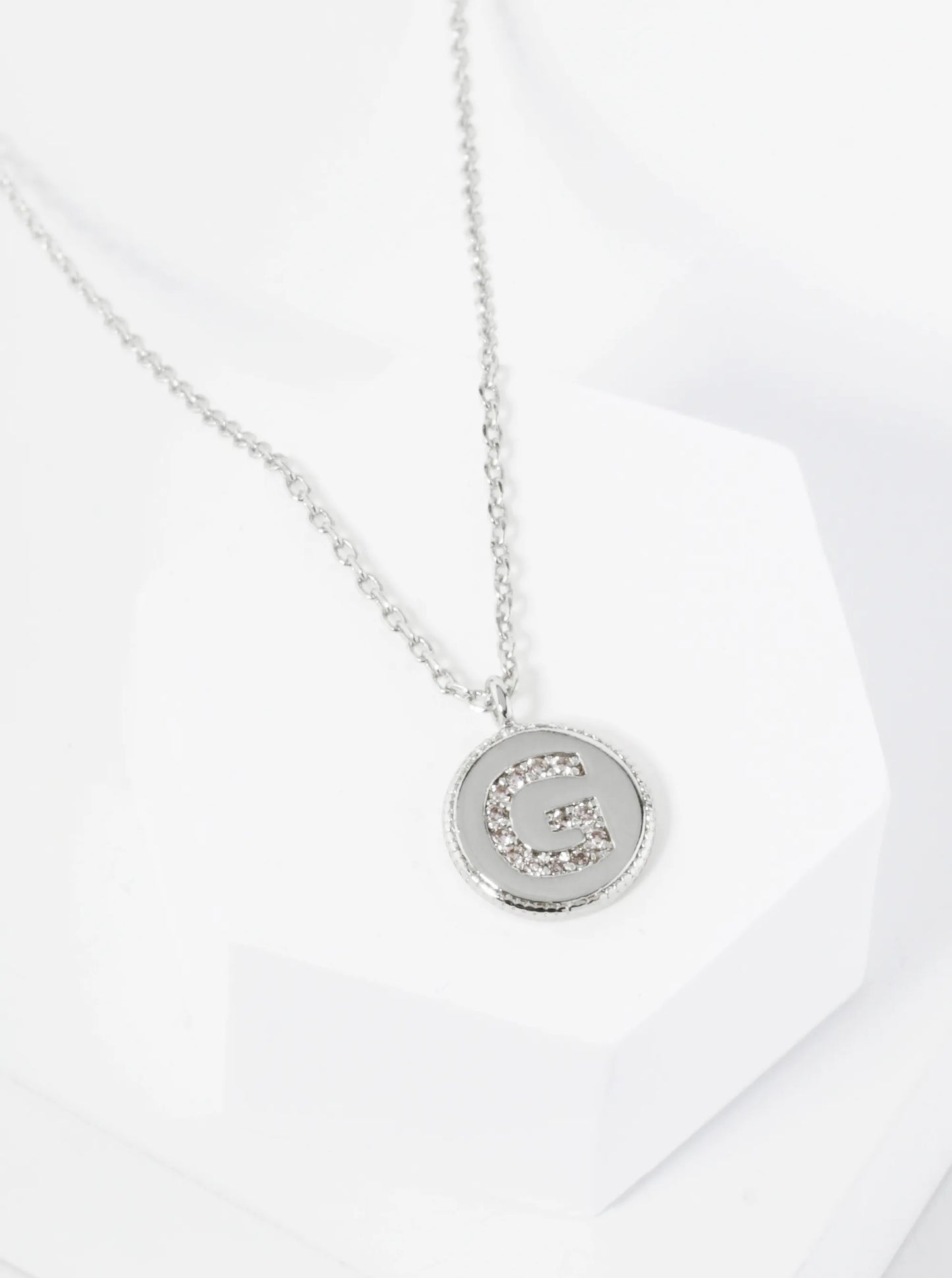 18K Gold Dipped 10mm Medallion Pave Set CZ Initial Pendant Necklace