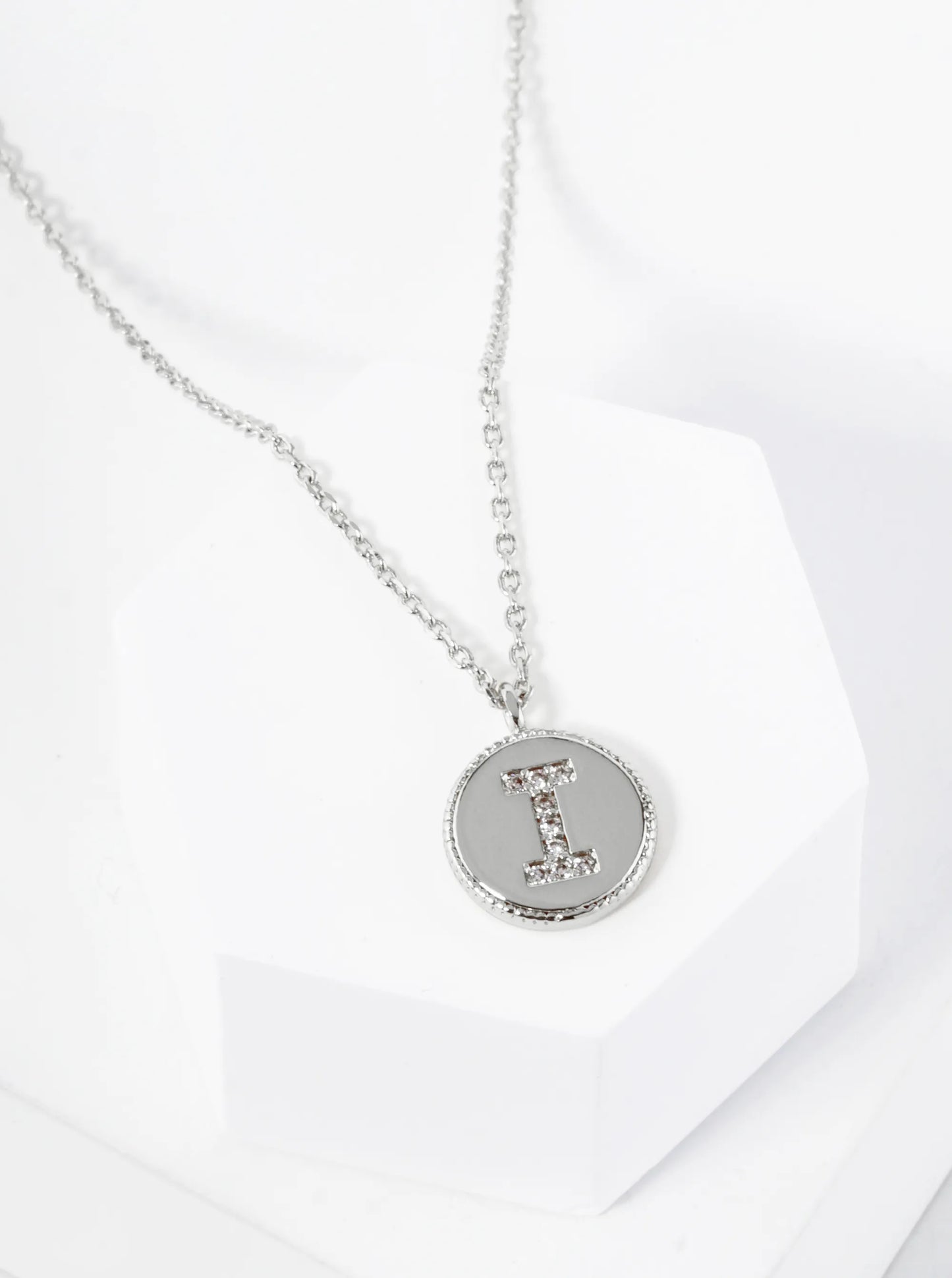 18K Gold Dipped 10mm Medallion Pave Set CZ Initial Pendant Necklace