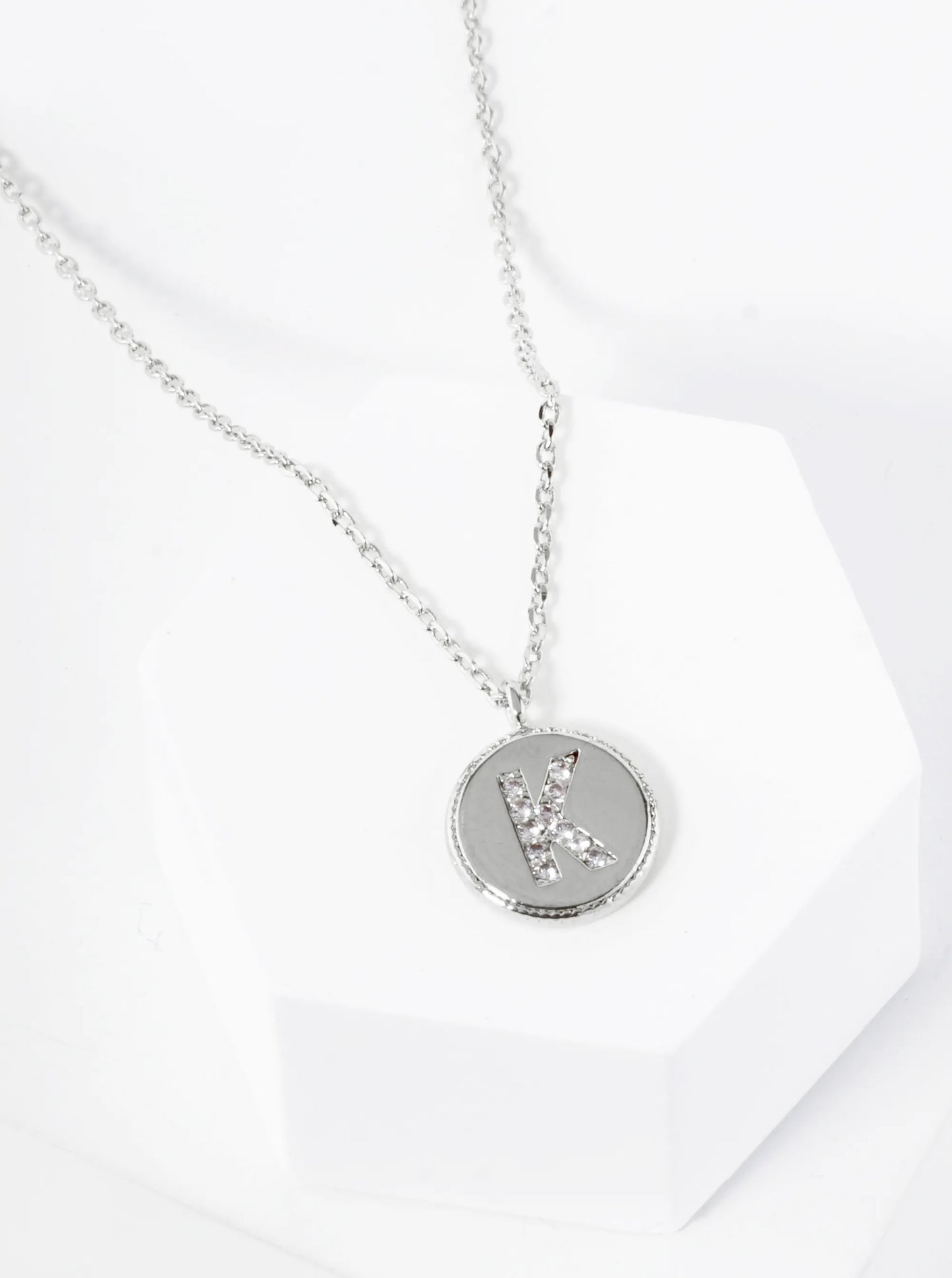 18K Gold Dipped 10mm Medallion Pave Set CZ Initial Pendant Necklace