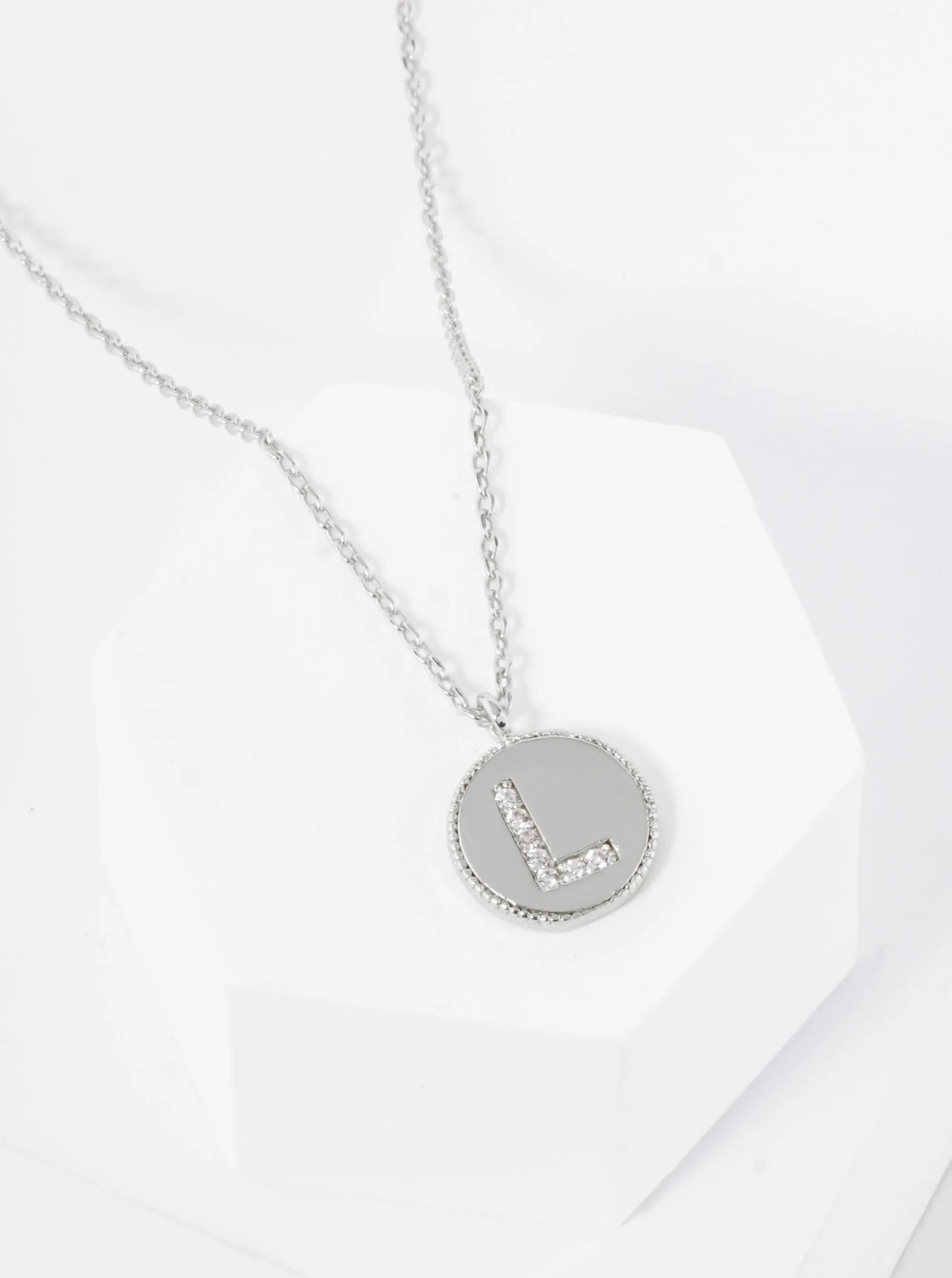 18K Gold Dipped 10mm Medallion Pave Set CZ Initial Pendant Necklace