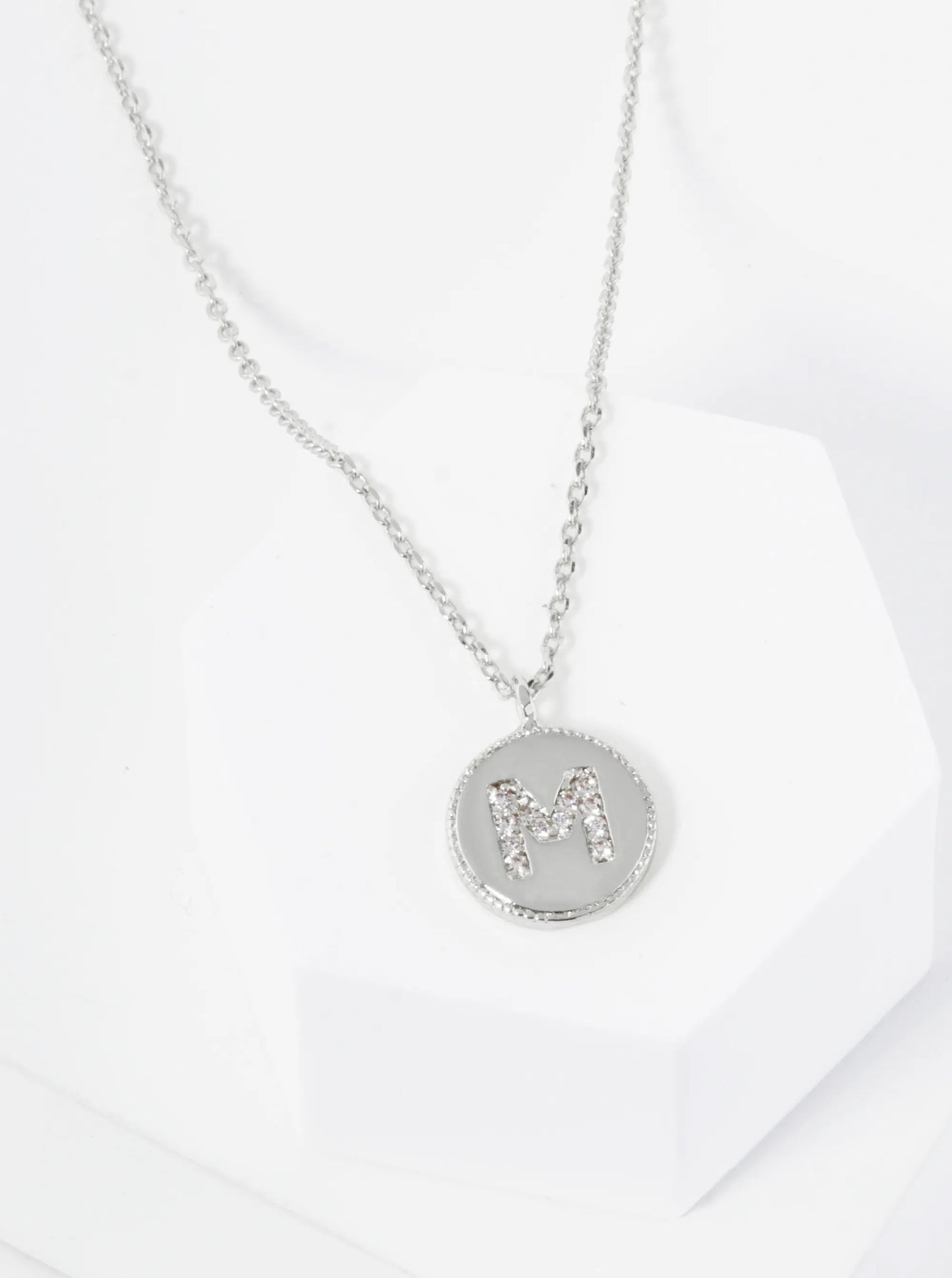 18K Gold Dipped 10mm Medallion Pave Set CZ Initial Pendant Necklace