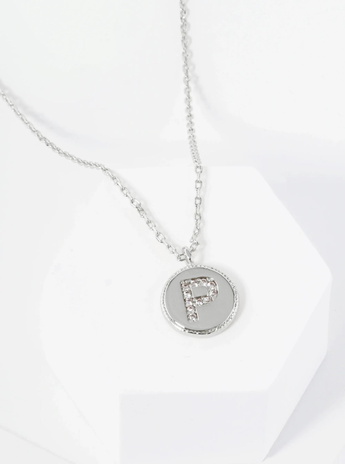 18K Gold Dipped 10mm Medallion Pave Set CZ Initial Pendant Necklace