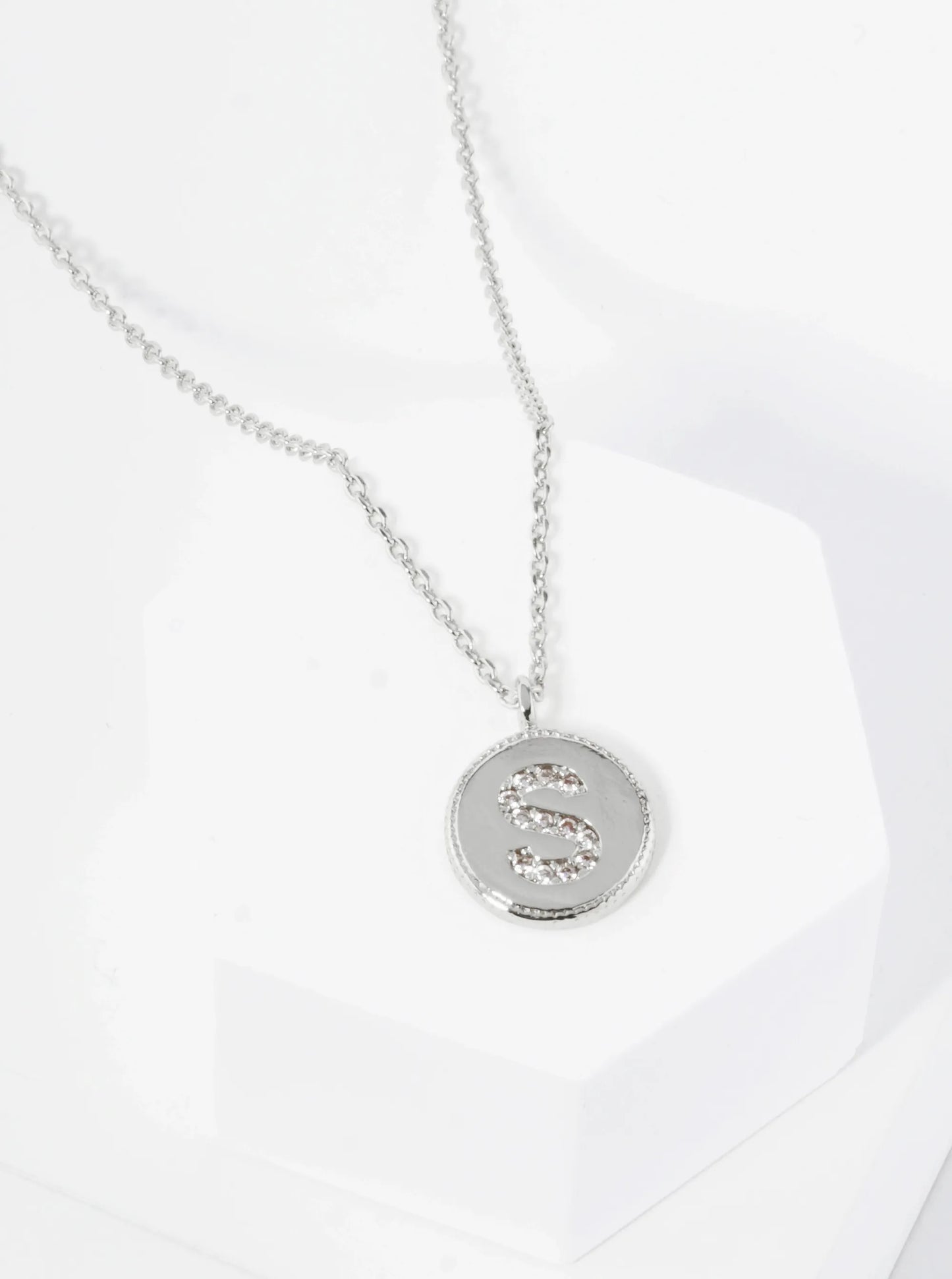 18K Gold Dipped 10mm Medallion Pave Set CZ Initial Pendant Necklace