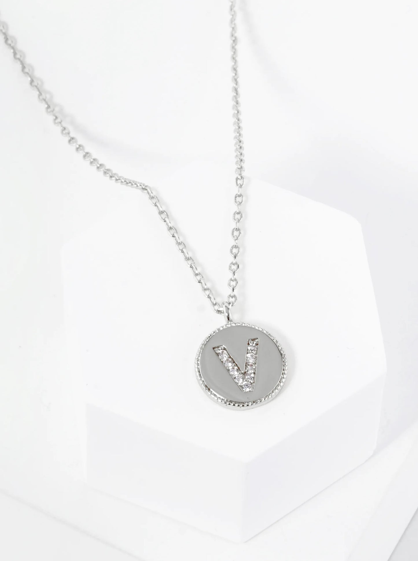 18K Gold Dipped 10mm Medallion Pave Set CZ Initial Pendant Necklace