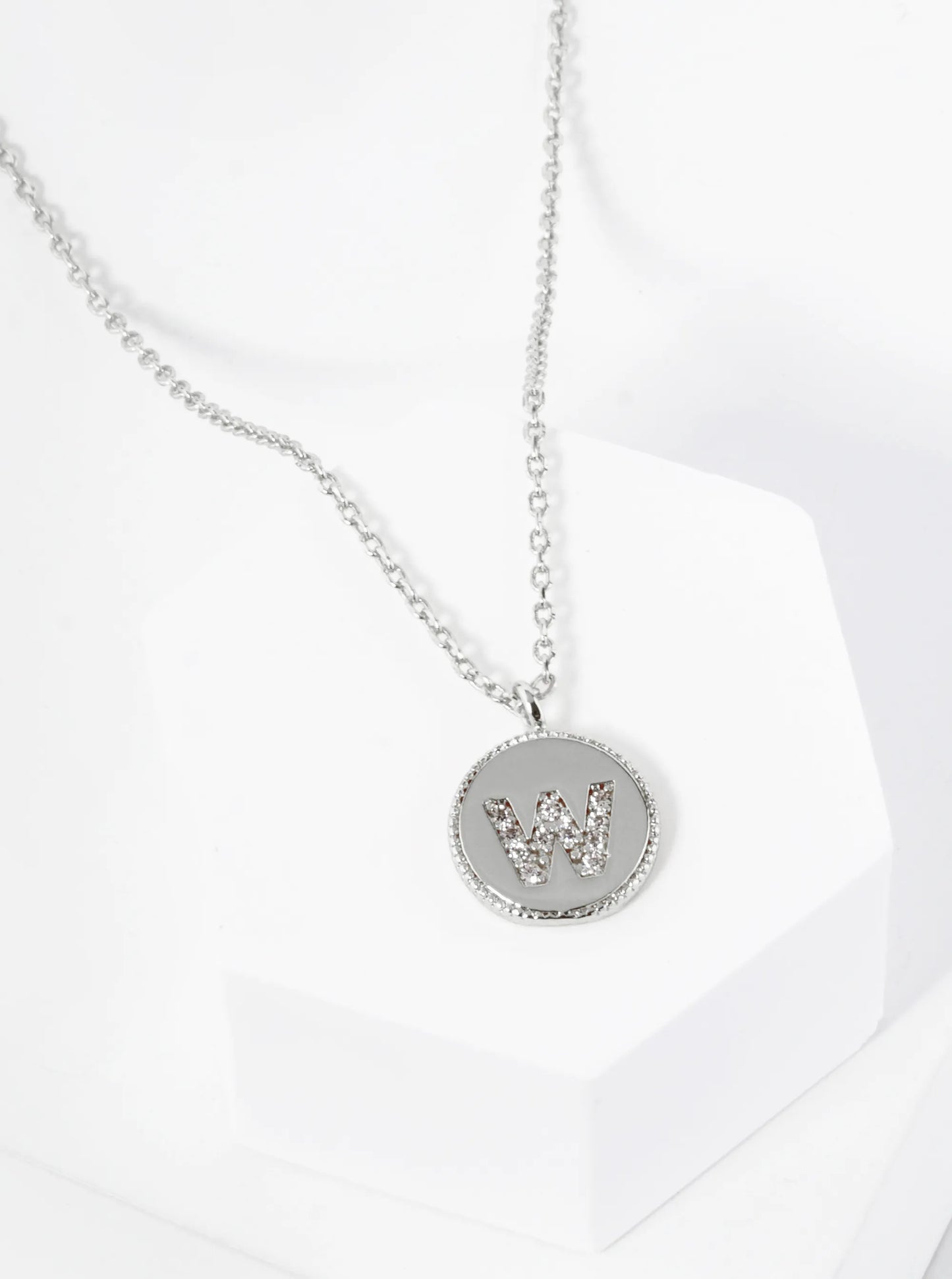 18K Gold Dipped 10mm Medallion Pave Set CZ Initial Pendant Necklace