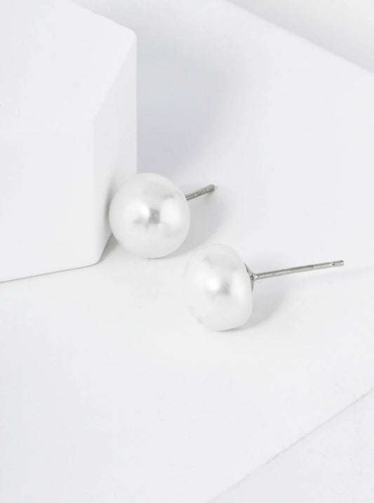18K Gold Dipped 10mm Pearl Button Stud Earrings