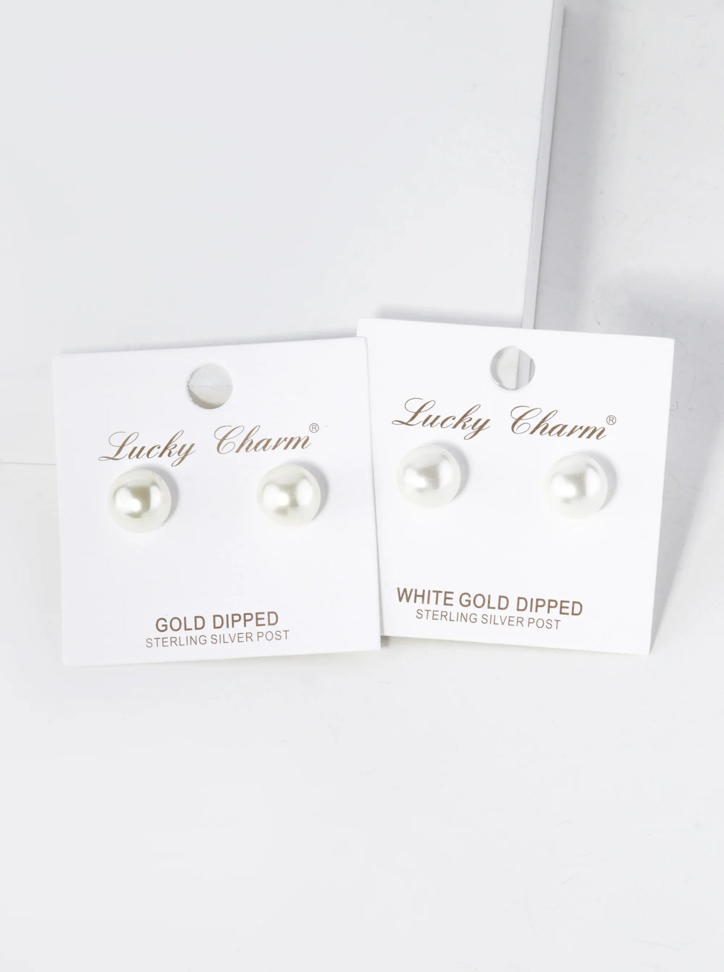 18K Gold Dipped 10mm Pearl Button Stud Earrings