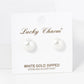 18K Gold Dipped 10mm Pearl Button Stud Earrings