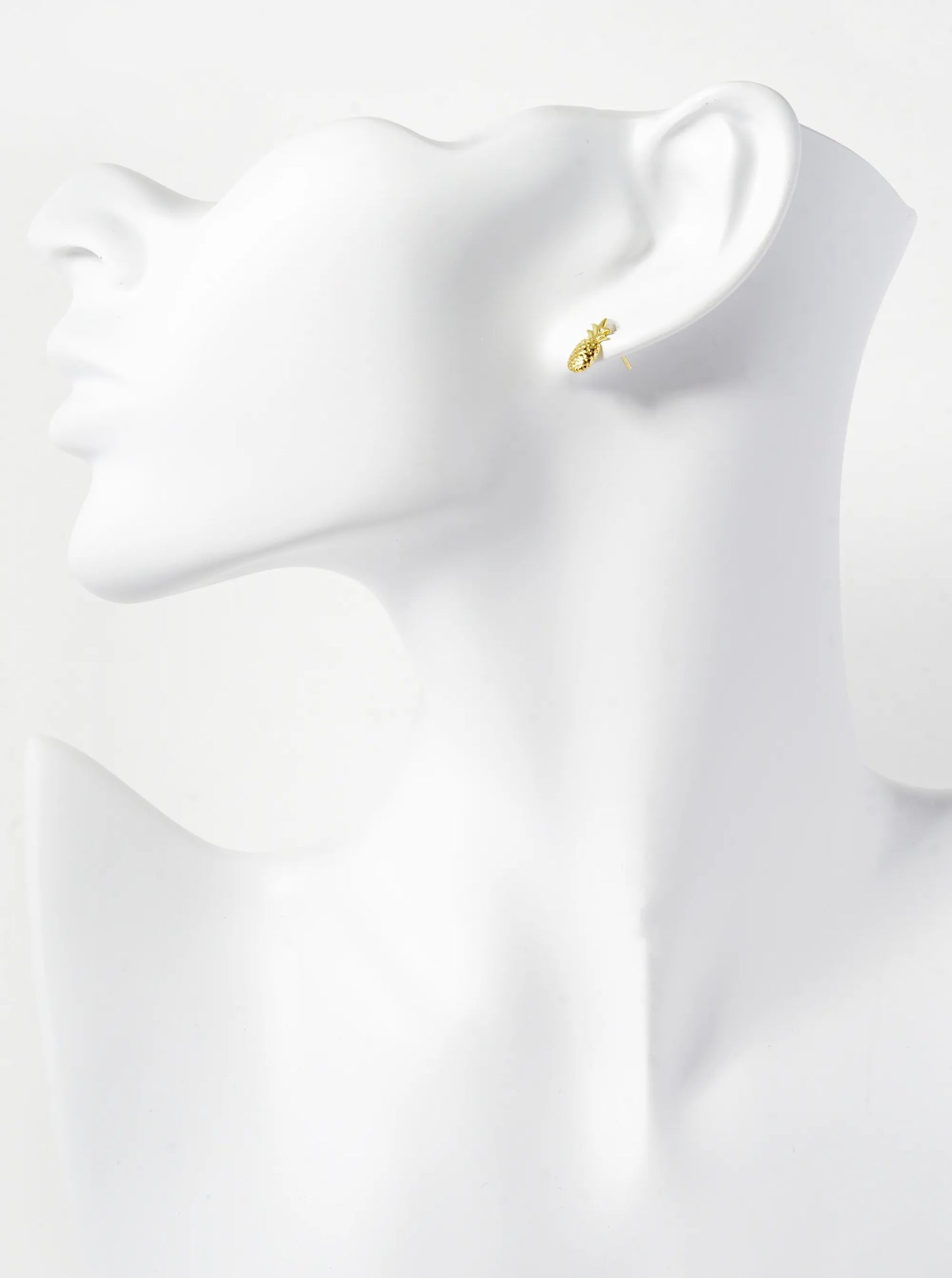 18K Gold Dipped 10mm Textured Brass Pineapple Sterling Silver Post Stud Earrings