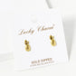 18K Gold Dipped 10mm Textured Brass Pineapple Sterling Silver Post Stud Earrings